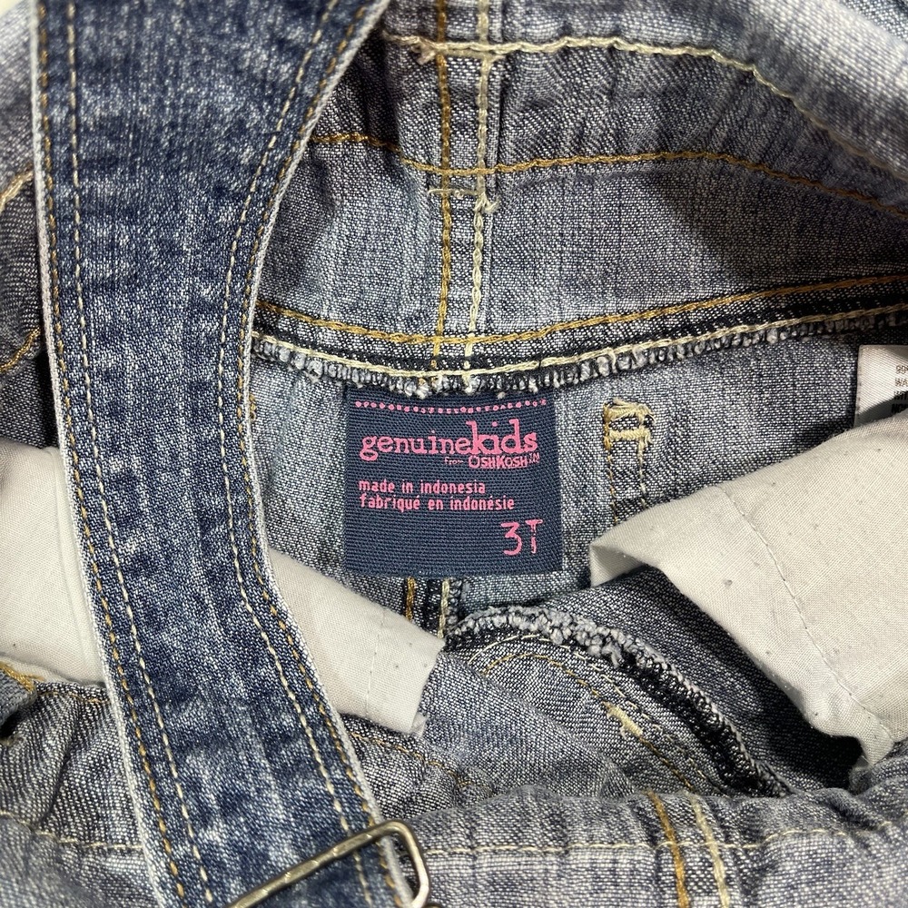 Vintage Oshkosh Genuine Kids Denim Bib Overalls Size 3T Premium Denim - Picture 6 of 11
